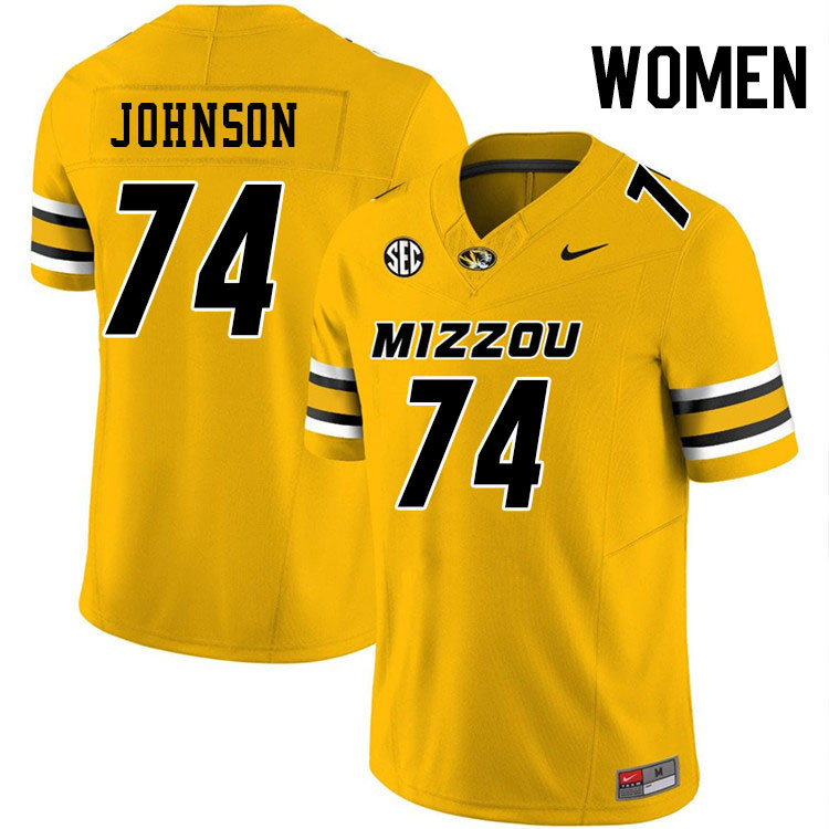 Women #74 Cam'Ron Johnson Missouri Tigers College Football Jerseys Stitched-Gold